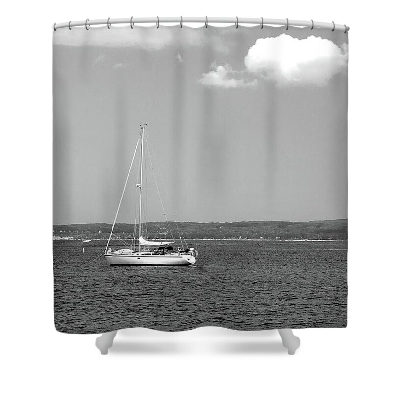 Sailboat Shower Curtain featuring the photograph Sailboat in Black and White by Rich S