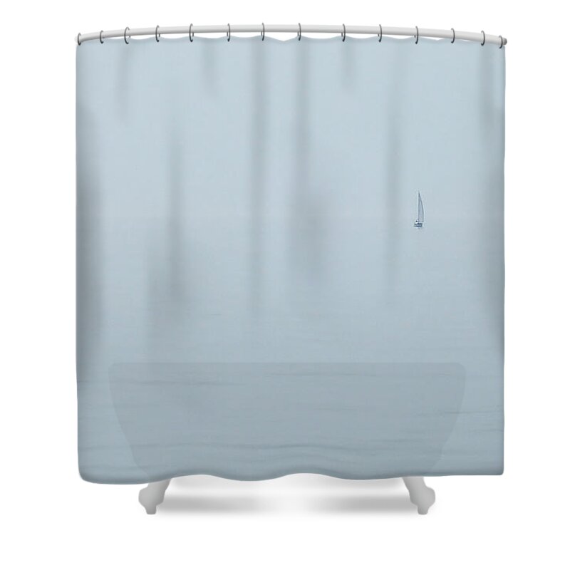Holland Shower Curtain featuring the photograph Sailboat in Fog by Lars Lentz