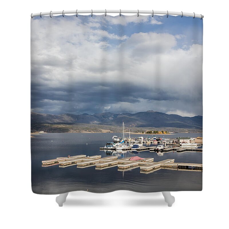 Carol M. Highsmith Shower Curtain featuring the photograph Sailboat slips on Lake Granby in Grand County by Carol M Highsmith