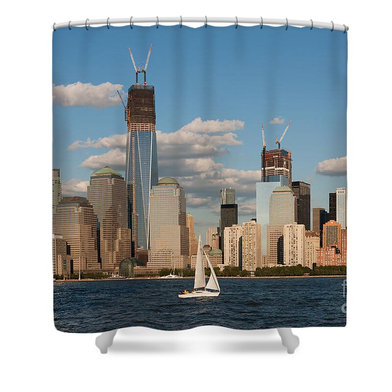 Clarence Holmes Shower Curtain featuring the photograph Sailboats on the Hudson III by Clarence Holmes
