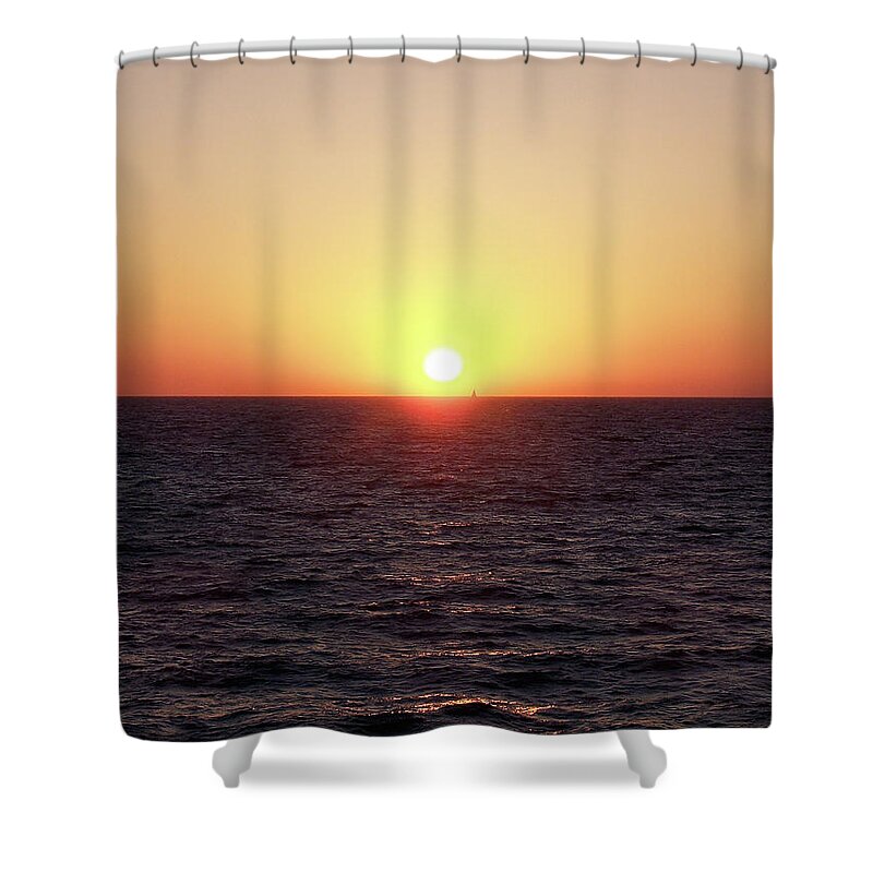 Photography Shower Curtain featuring the photograph Sailing At Sunset by Phil Perkins