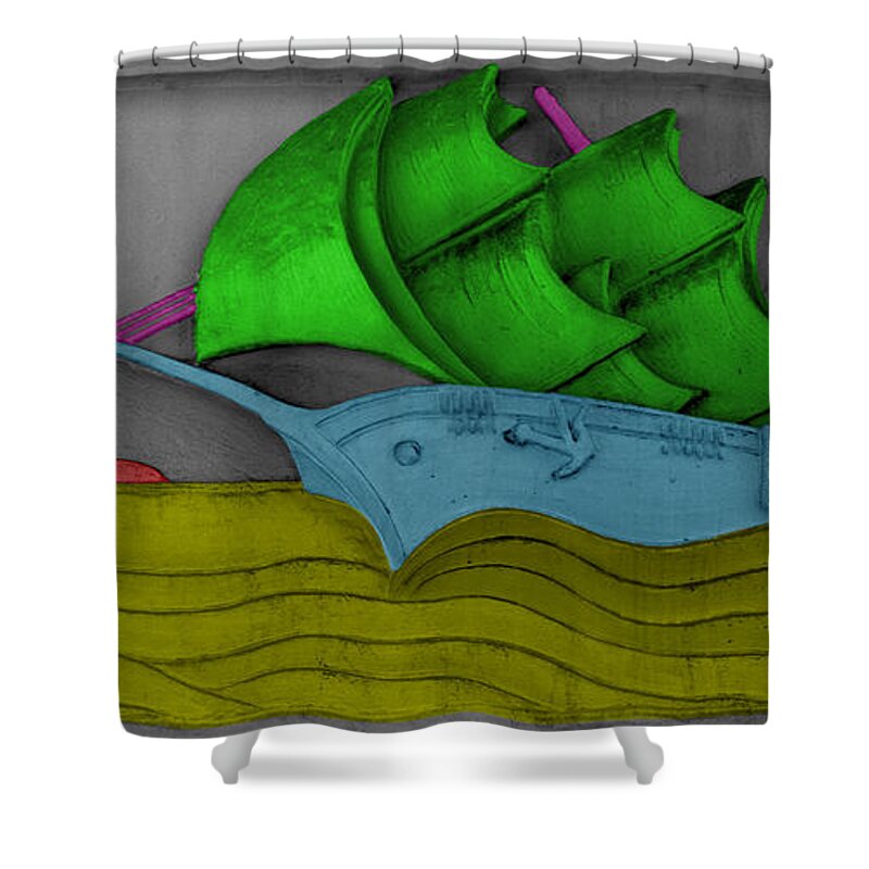 Boat Shower Curtain featuring the photograph Sailing away by Emme Pons