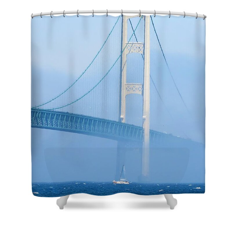 Michigan Shower Curtain featuring the photograph Sailing in the Fog by Keith Stokes