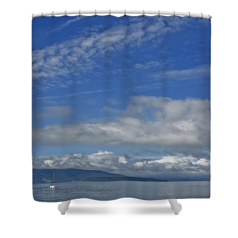 Cloudscape Shower Curtain featuring the photograph Sailing in the San Juan Islands by Elvira Butler