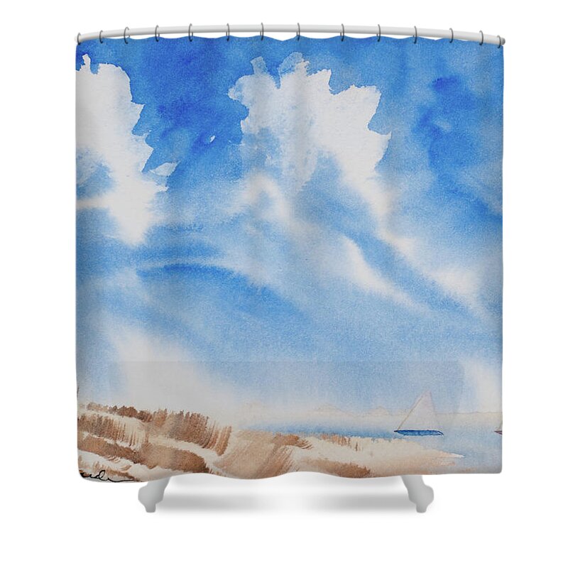 Afternoon Shower Curtain featuring the painting Fine Coastal Cruising by Dorothy Darden