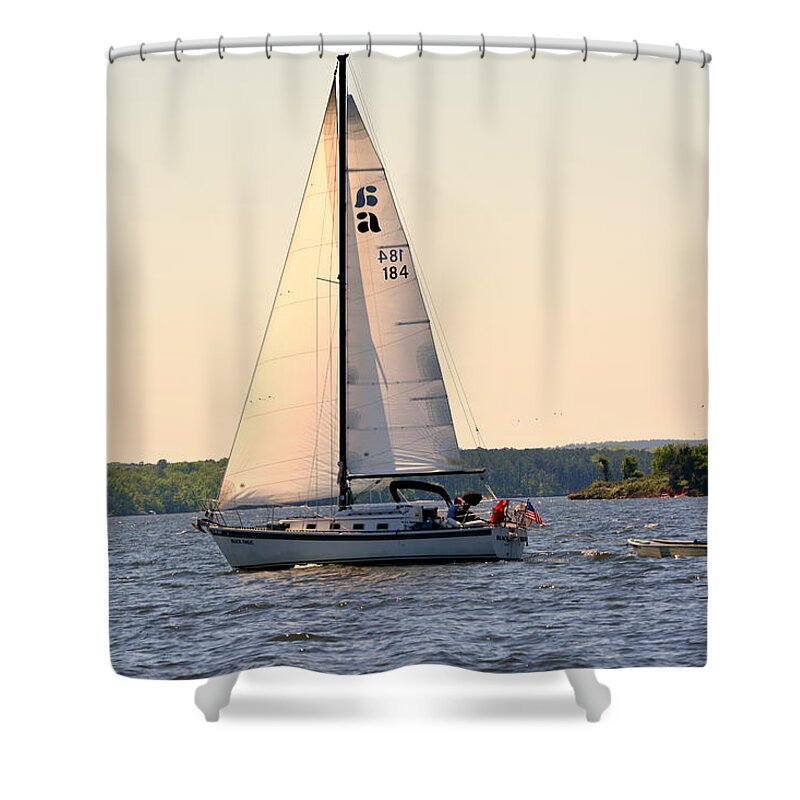 Sailboat Shower Curtain featuring the photograph Sailing On Lake Murray SC by Lisa Wooten