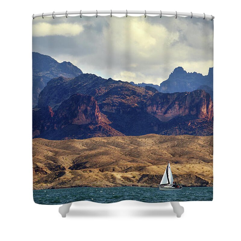 Sailing Shower Curtain featuring the photograph Sailing Past The Sleeping Dragon by James Eddy