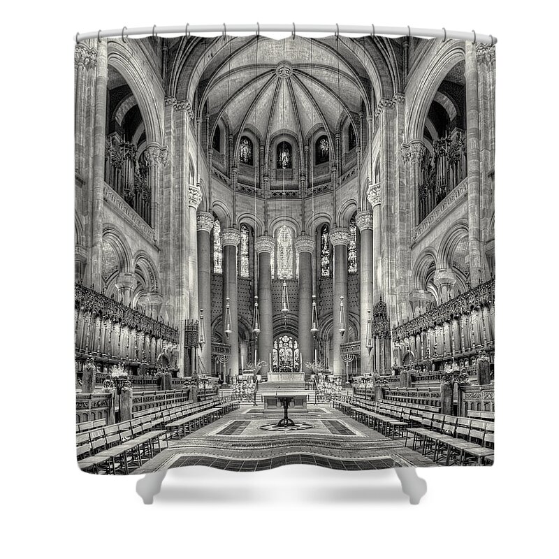 Altar Shower Curtain featuring the photograph Saint John the Divine Interior bw by Jerry Fornarotto