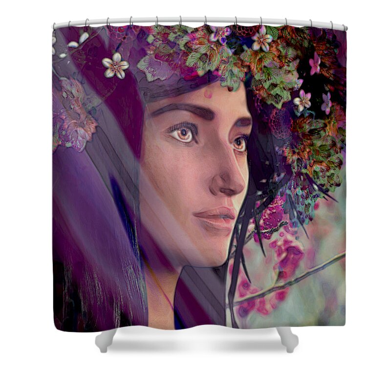 Saint Rose Of Lima Shower Curtain featuring the painting Saint Rose of Lima 4 by Suzanne Silvir