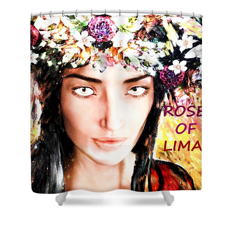 Saint Rose Of Lima Shower Curtain featuring the painting Saint Rose by Suzanne Silvir