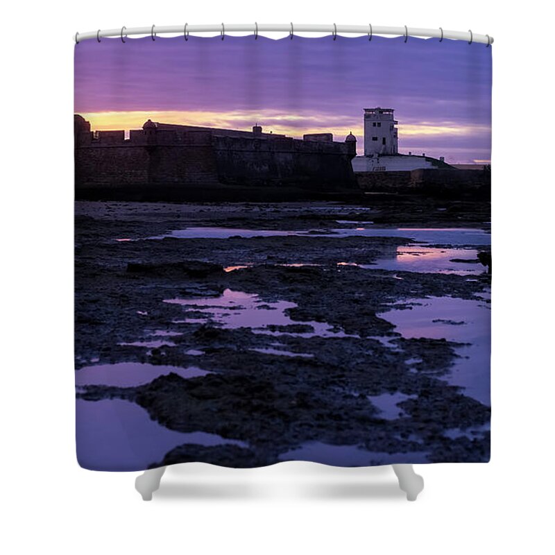 Coast Shower Curtain featuring the photograph Saint Sebastian Lighthouse Cadiz Spain by Pablo Avanzini