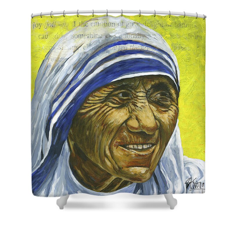 Saint Teresa Of Calcutta Shower Curtain featuring the painting Saint Teresa by Stan Kwong