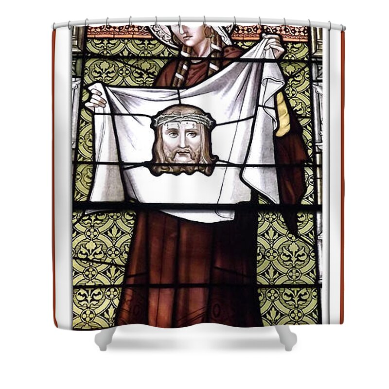 St. Veronica Shower Curtain featuring the photograph Saint Veronica Stained Glass Window by Rose Santuci-Sofranko