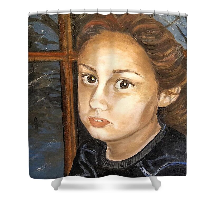 Portrait Shower Curtain featuring the painting Sakora by Alexandria Weaselwise Busen