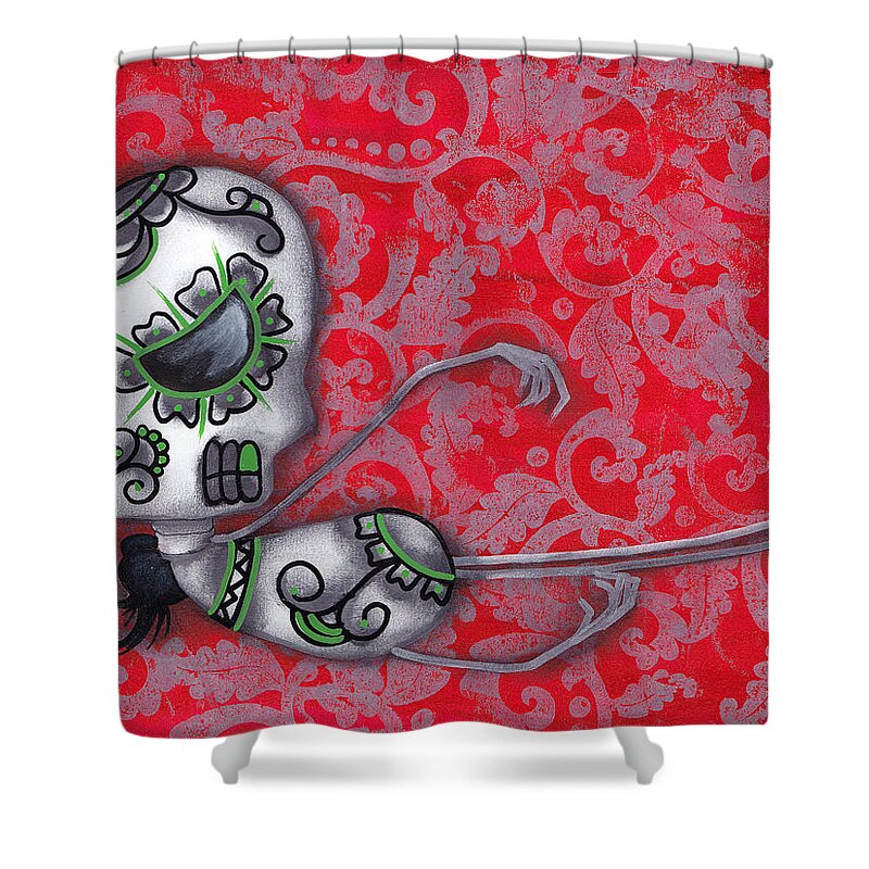 Day Of The Dead Shower Curtain featuring the painting Salazar by Abril Andrade