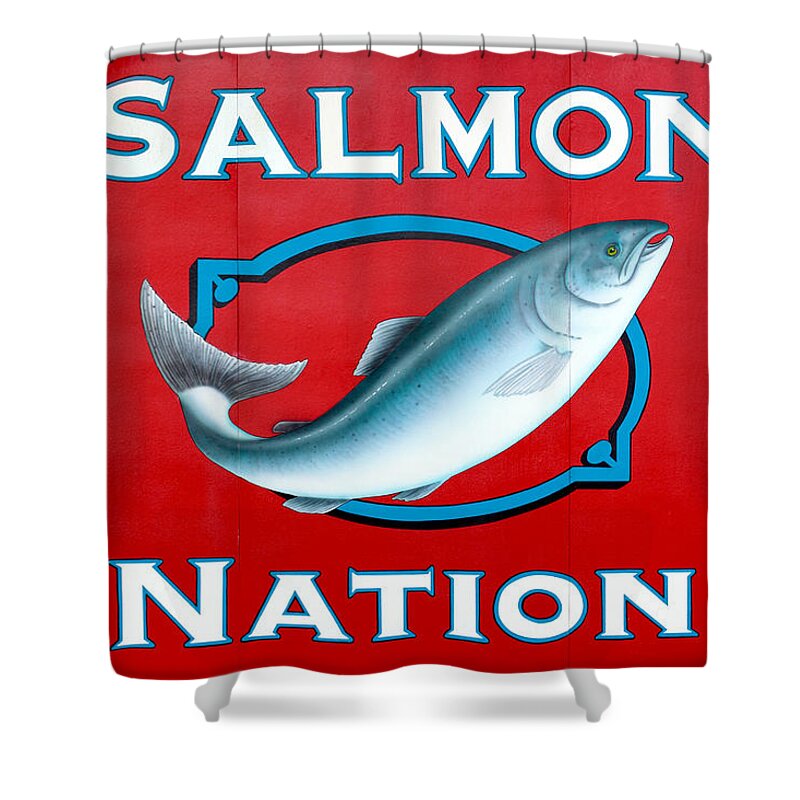 Newport Shower Curtain featuring the photograph Salmon Nation by Todd Klassy