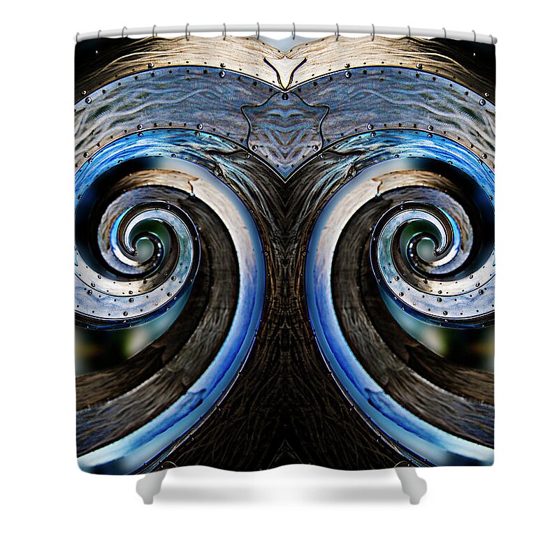Texture Shower Curtain featuring the digital art Salmon Waves Reflection by Pelo Blanco Photo