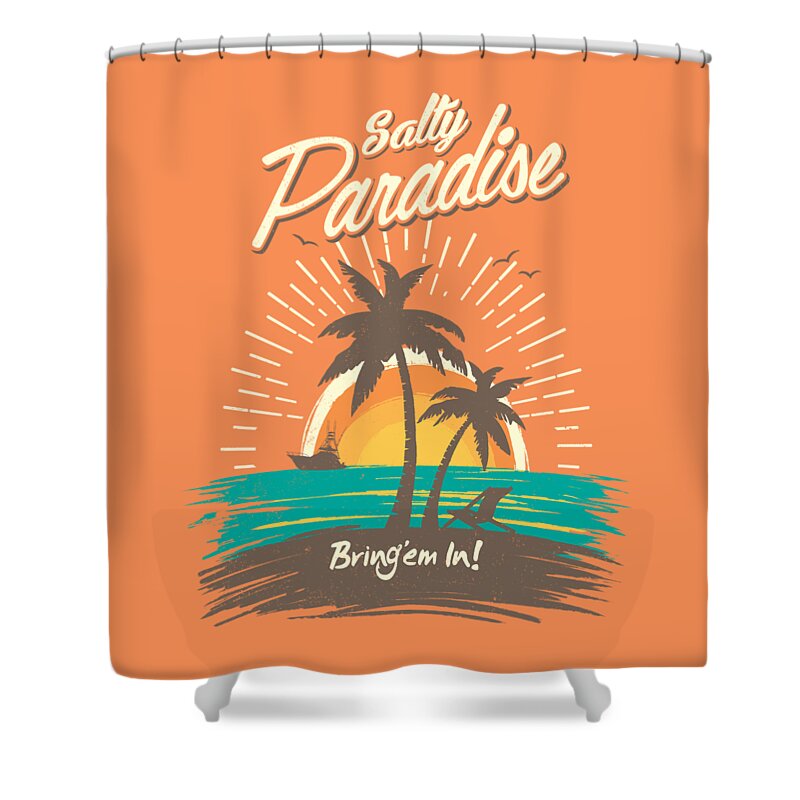 Paradise Shower Curtain featuring the digital art Salty Paradise by Kevin Putman