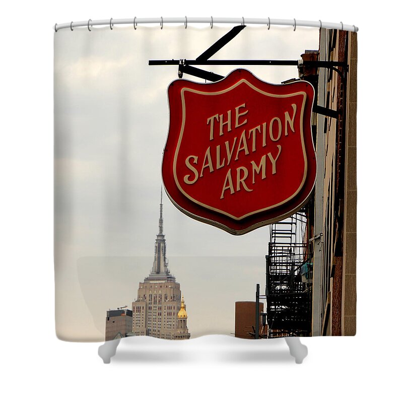 Salvation Army Shower Curtain featuring the photograph Salvation Army New York by Andrew Fare