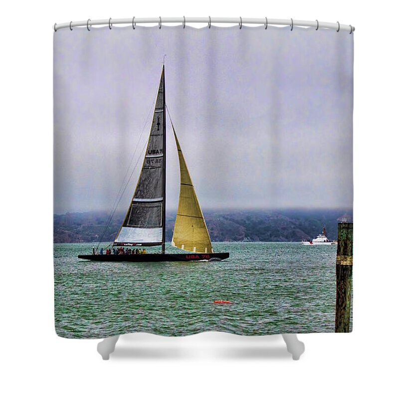 America's Cup Shower Curtain featuring the photograph San Francisco 34th World Series America's Cup by Chuck Kuhn