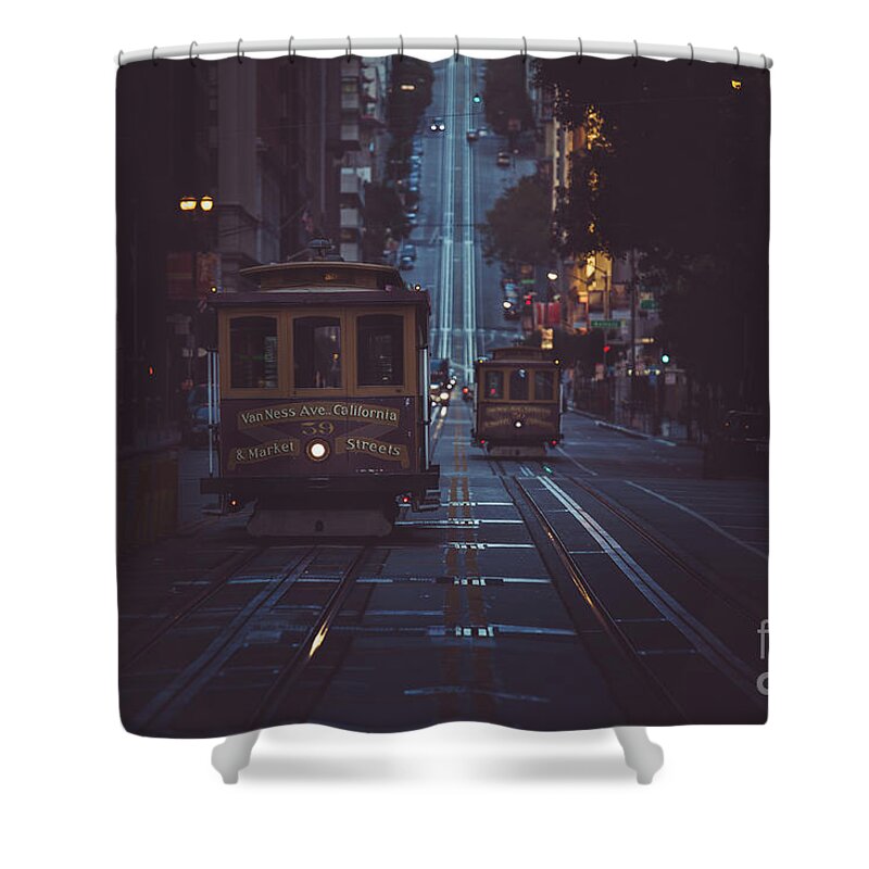 San Francisco Shower Curtain featuring the photograph San Francisco Cable Cars by JR Photography