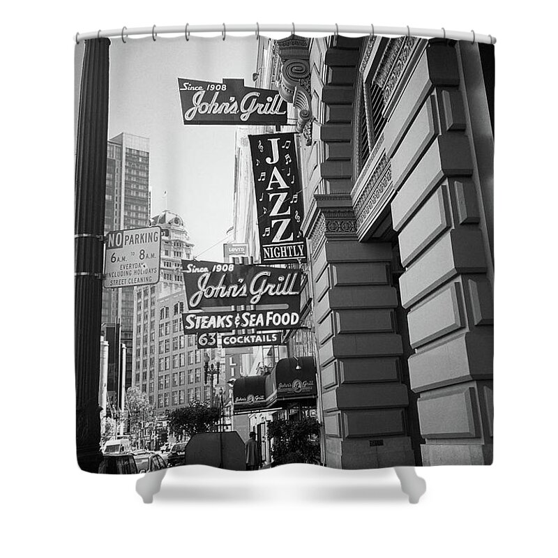 America Shower Curtain featuring the photograph San Francisco Street 2007 BW by Frank Romeo