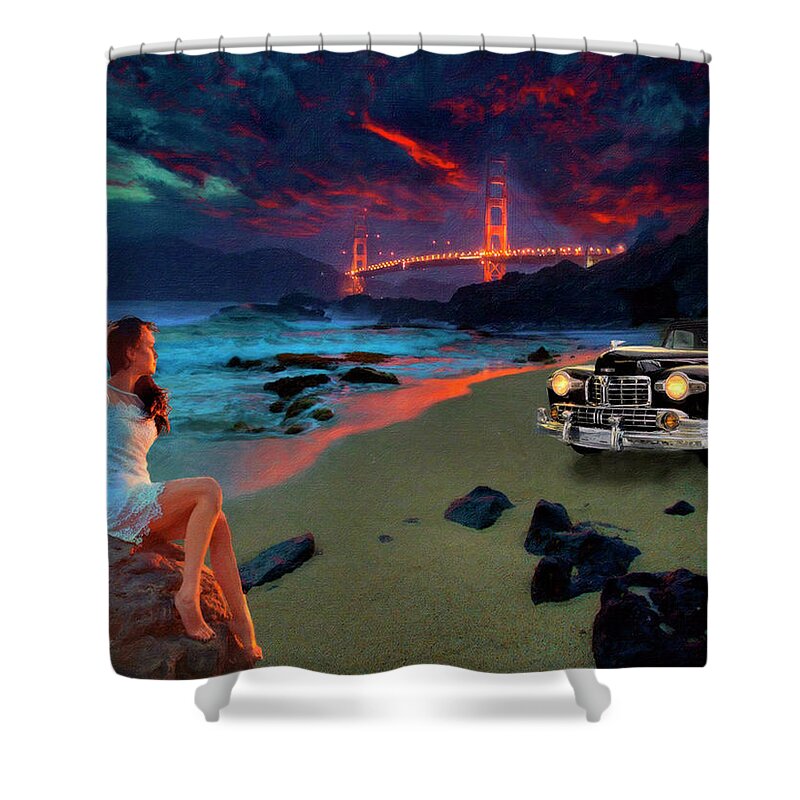 San Francisco Shower Curtain featuring the digital art San Francisco Sunrise by Michael Cleere