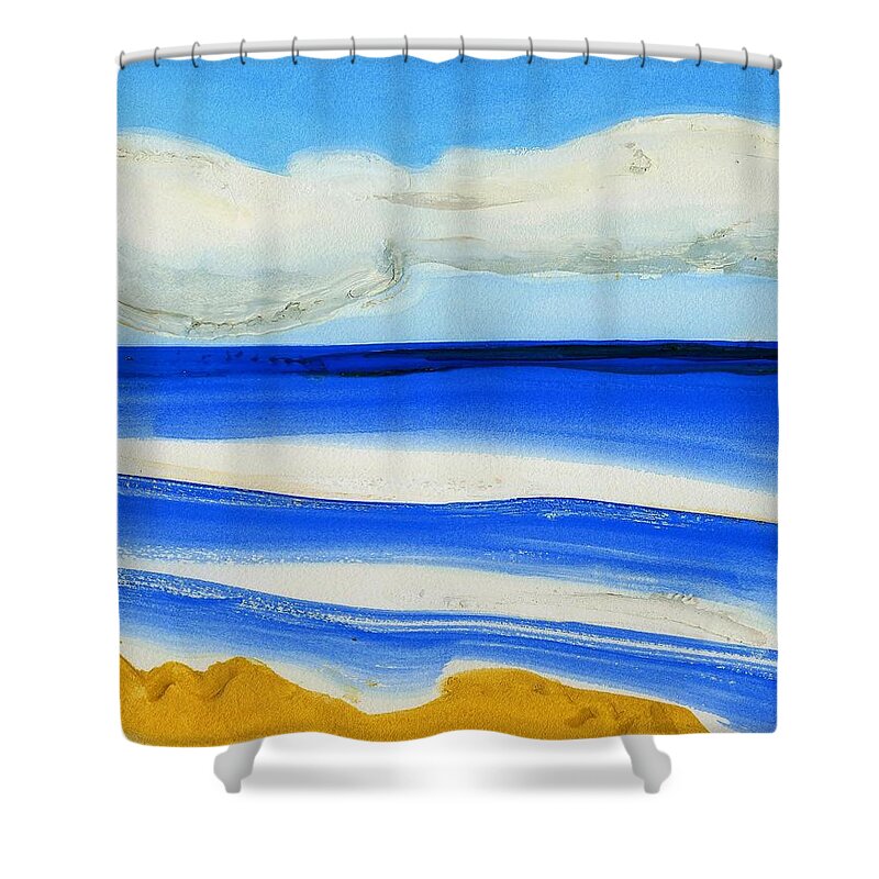 Seascape Shower Curtain featuring the painting San Juan, Puerto Rico by Dick Sauer
