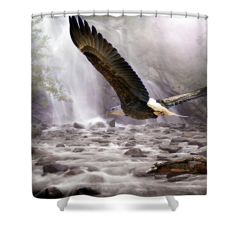 Eagles Shower Curtain featuring the digital art Sanctuary by Bill Stephens