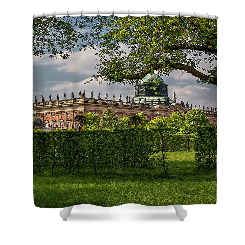 Endre Shower Curtain featuring the photograph Sans Souci Main Castle by Endre Balogh