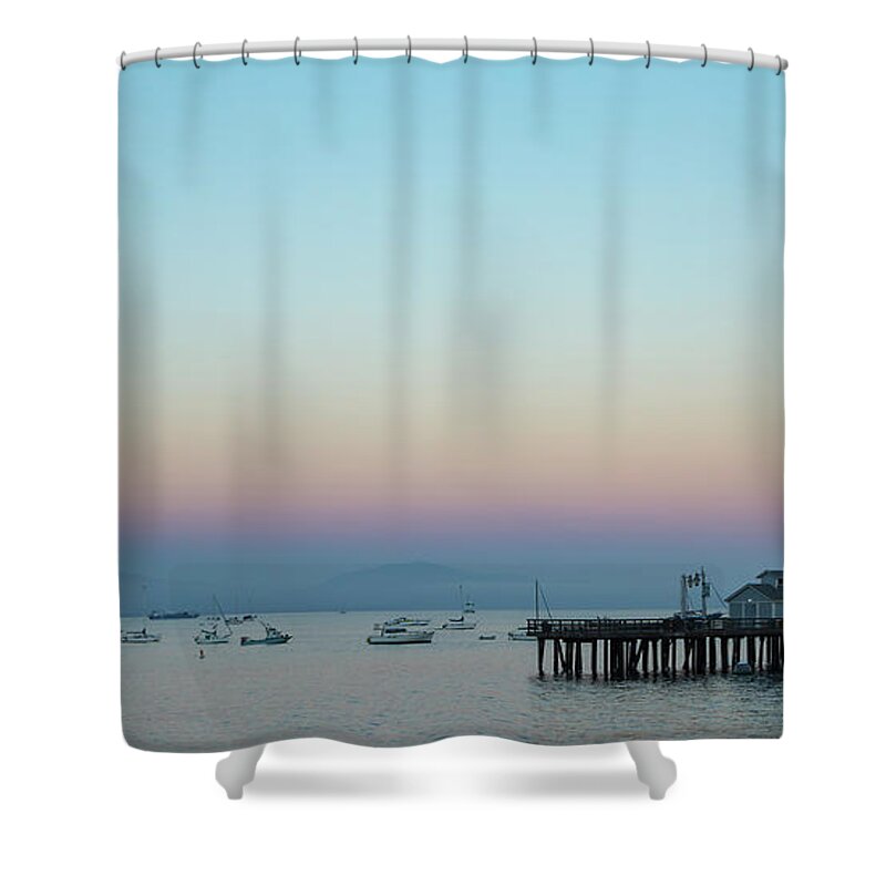 Santa Barbara Shower Curtain featuring the photograph Santa Barbara pier at dusk by Andy Myatt