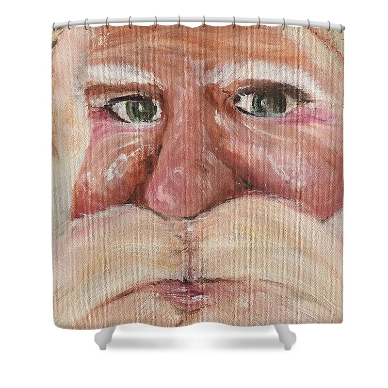 Portrait Shower Curtain featuring the painting Santa Claus by Chuck Gebhardt