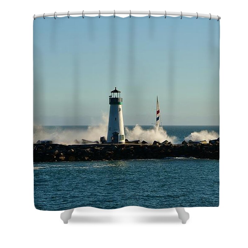 Walton Lighthouse Shower Curtain featuring the photograph Santa Cruz Walton Lighthouse by Marilyn MacCrakin