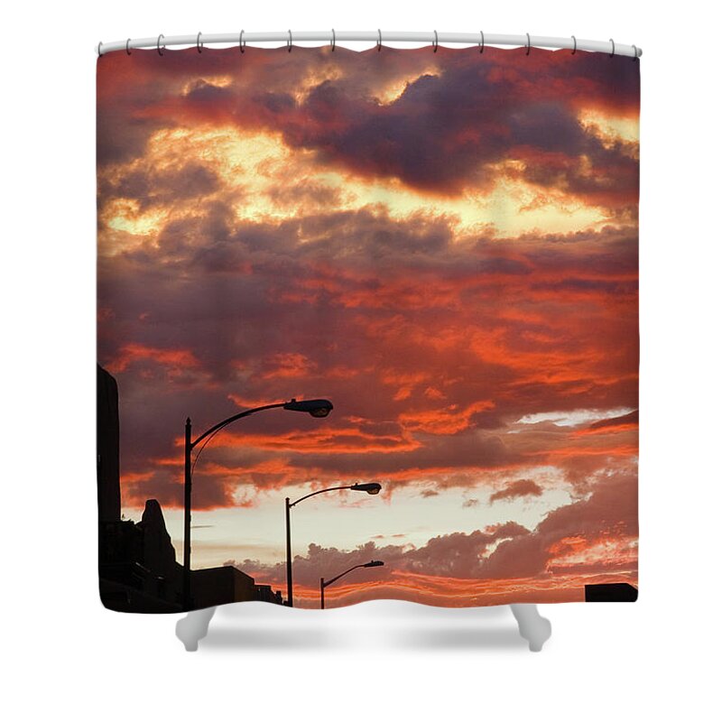 Cityscape Shower Curtain featuring the photograph Santa Fe at Dusk New Mexico by Julia Hiebaum
