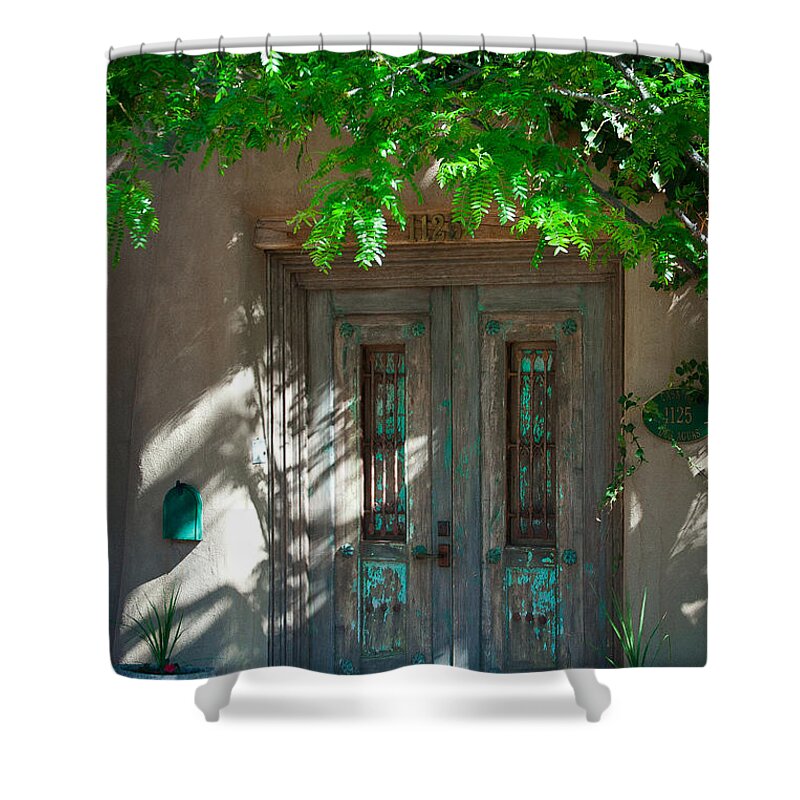 New Mexico Shower Curtain featuring the photograph Santa Fe Door by David Patterson