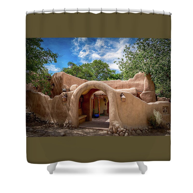 Adobe Shower Curtain featuring the photograph Santa Fe Entrance by Paul LeSage