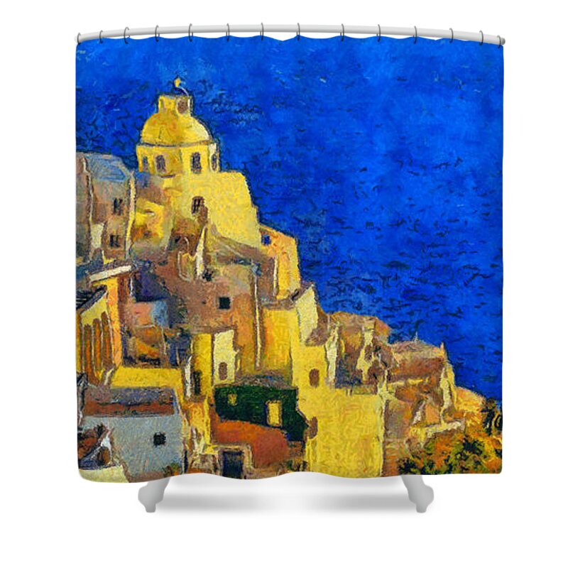 Rossidis Shower Curtain featuring the painting Santorini by George Rossidis