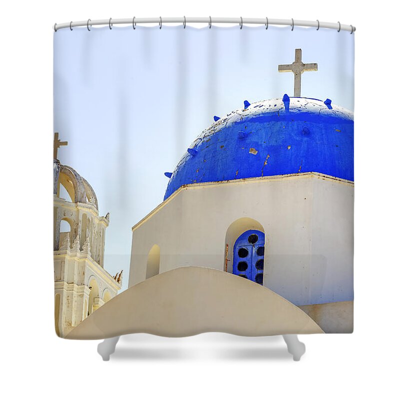 Church Shower Curtain featuring the photograph Santorini by Joana Kruse