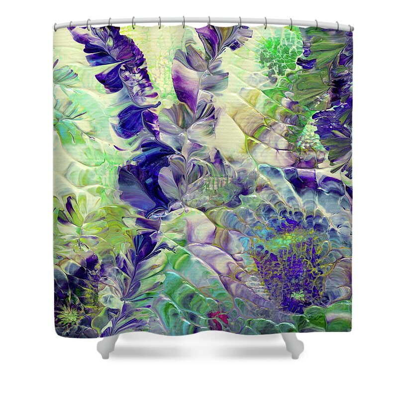 Modern Shower Curtain featuring the painting Sapphire Violet by Nan Bilden