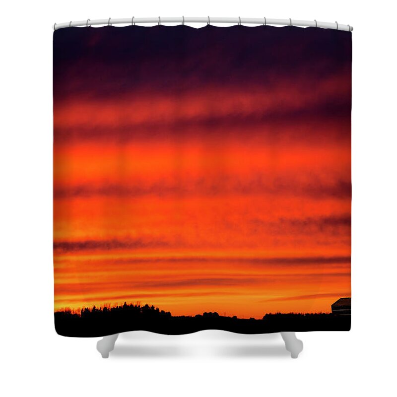 Landscape Shower Curtain featuring the photograph Saskatchewan Prairie Sunset by Mark Duffy
