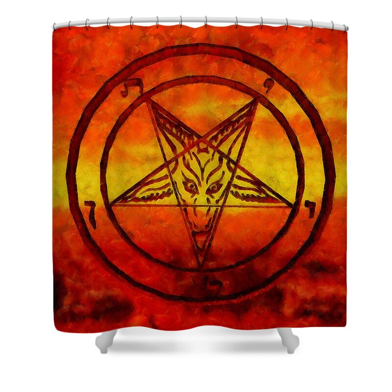 Satan Shower Curtain featuring the painting Satanism by Esoterica Art Agency