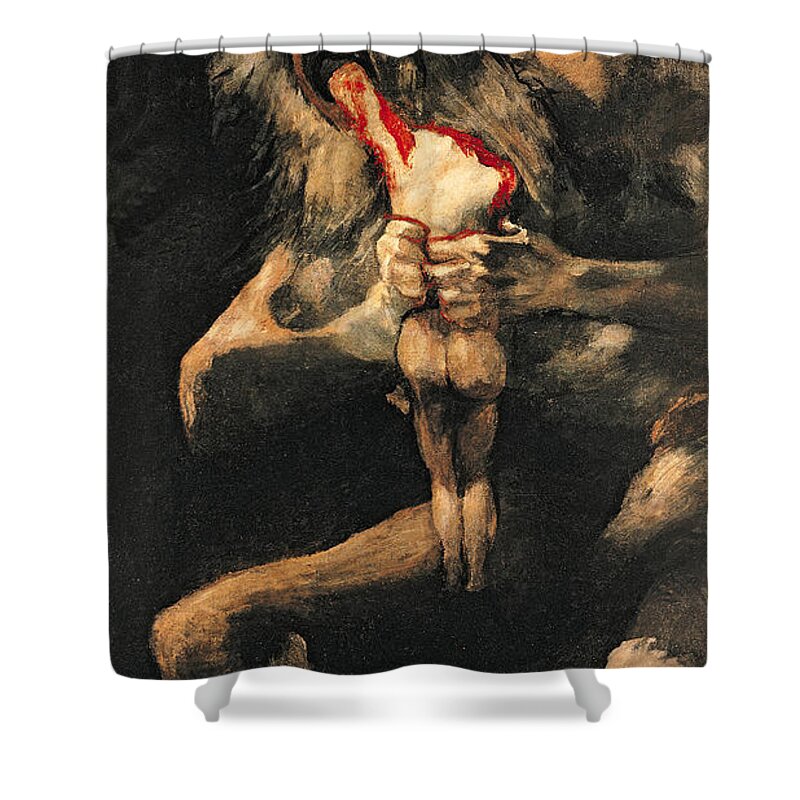 Saturn Shower Curtain featuring the painting Saturn Devouring one of his Children by Goya