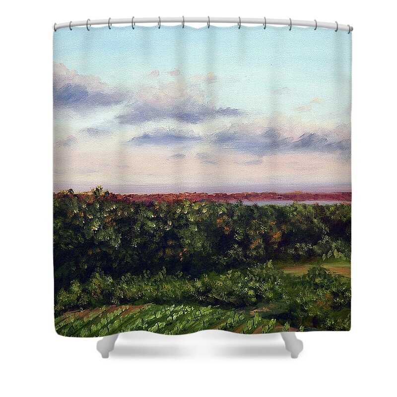 Vineyards Shower Curtain featuring the painting Saude Creek Sunset II by Anne Kushnick