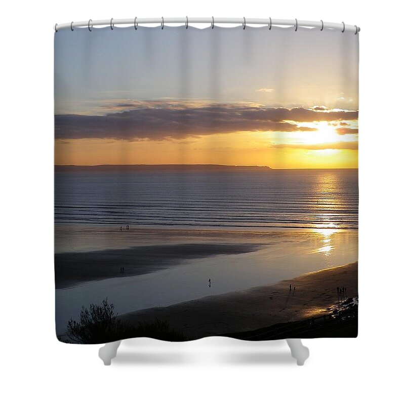 Sunset Shower Curtain featuring the photograph Saunton Sands Sunset by Richard Brookes