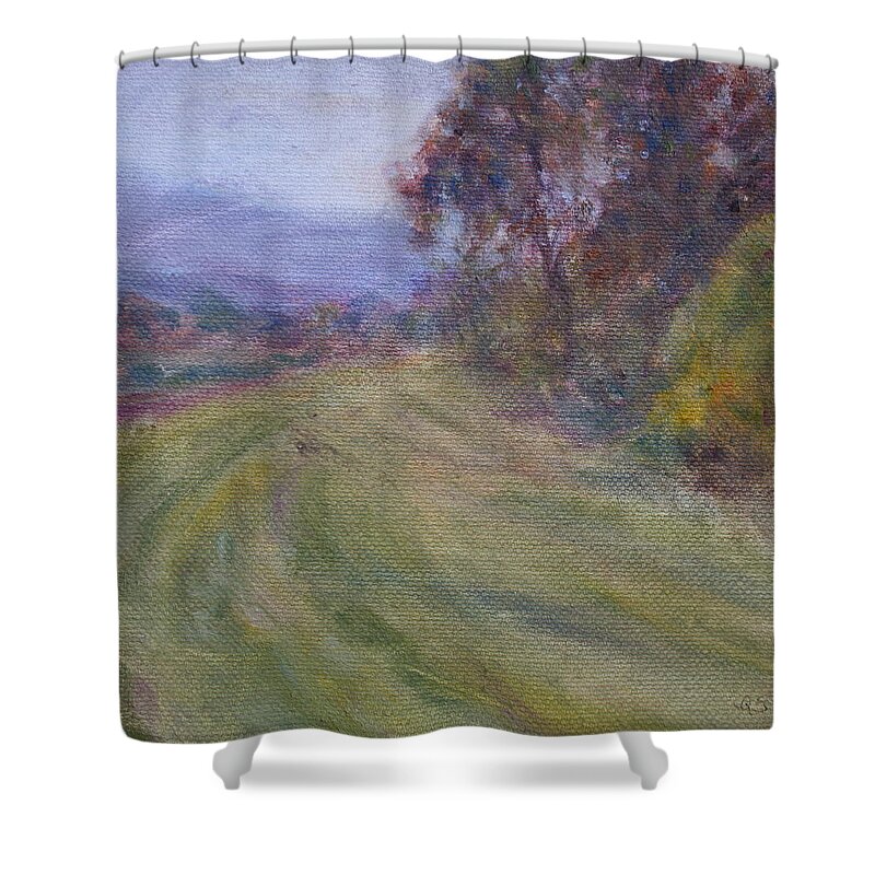 Water Shower Curtain featuring the painting Sauvie Green by Quin Sweetman