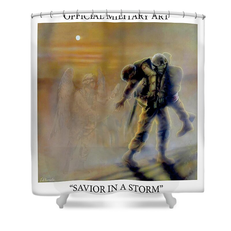 Military Art Shower Curtain featuring the photograph Savior in a Storm by Todd Krasovetz