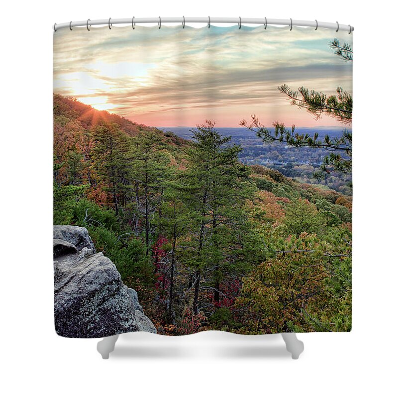 Sawnee Shower Curtain featuring the photograph Sawnee Mountain and the Indian Seats by Anna Rumiantseva
