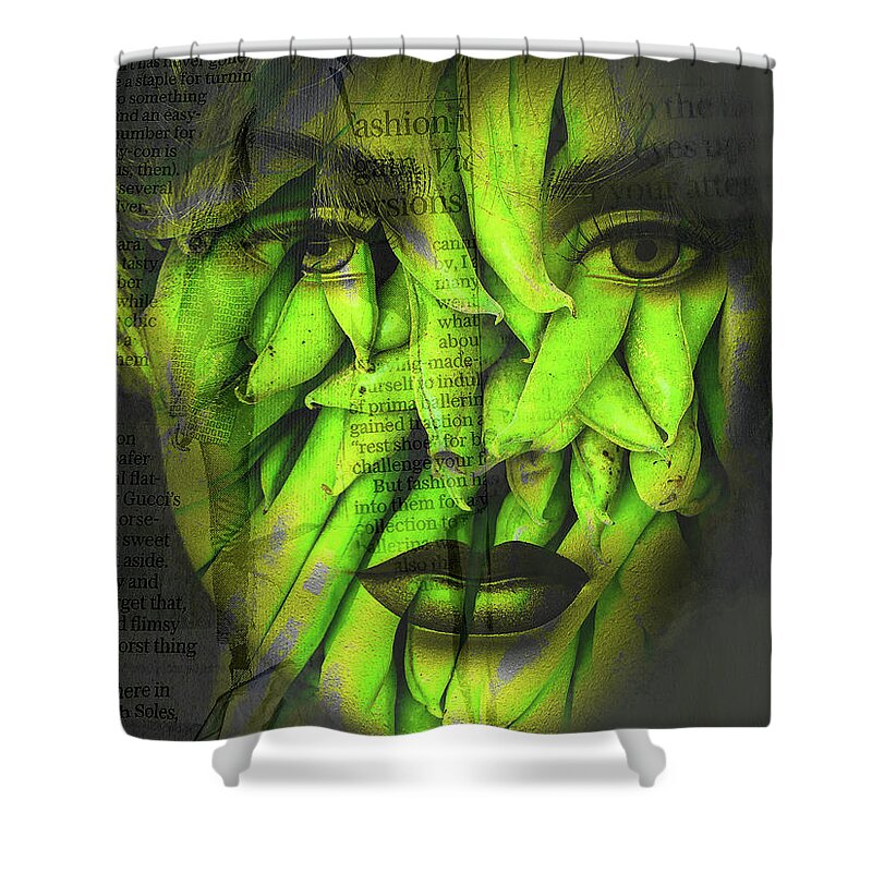 Face Shower Curtain featuring the digital art Say it with beans by Gabi Hampe