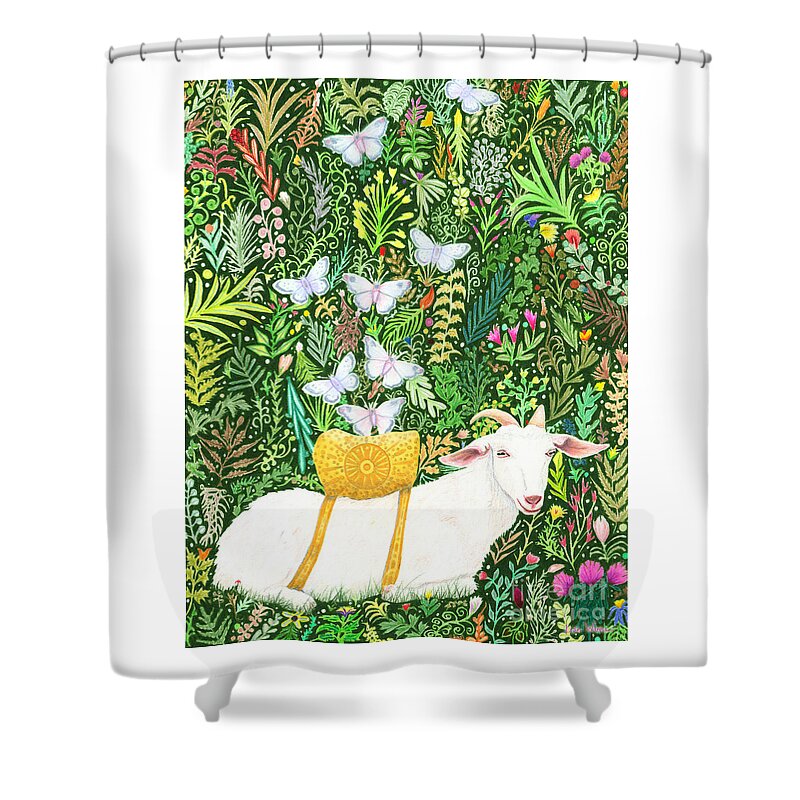 Lise Winne Shower Curtain featuring the painting Scapegoat Healing by Lise Winne