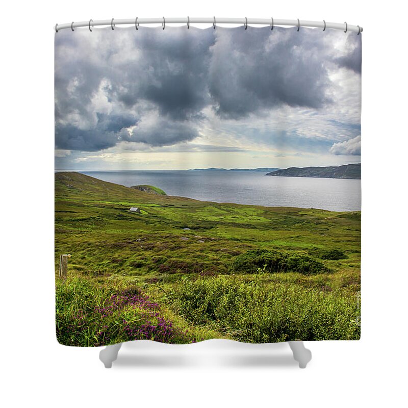 Ireland Shower Curtain featuring the photograph Scenic Landscape at the Coast of Ireland by Andreas Berthold